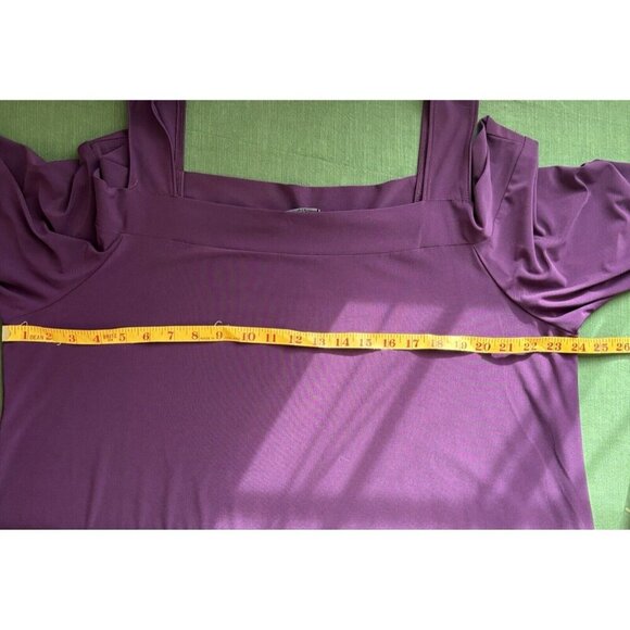 CARIBE Cold Shoulder Purple Asymmetrical Top Size 1X Plus Figure Flattering EUC - Picture 3 of 4